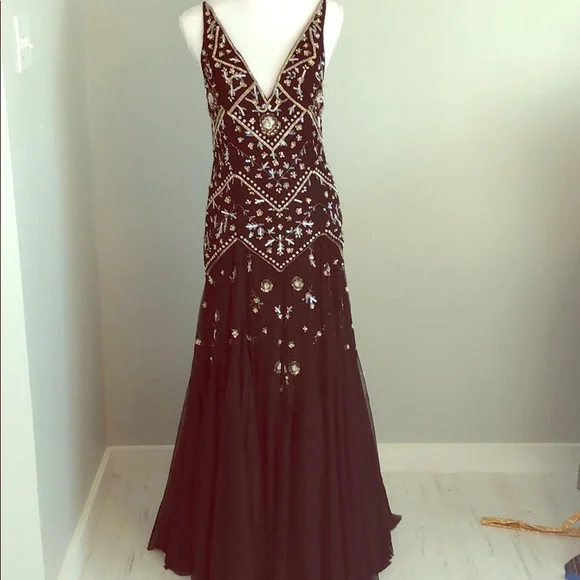 Free People Black Embellished Beaded Prom Gown - Picture 3 of 5